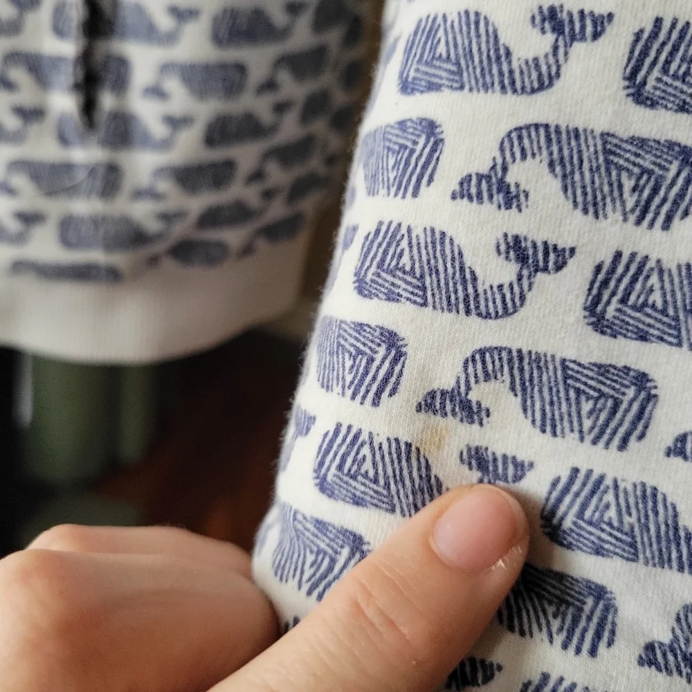 Vineyard Vines Blue and White Elephant Print Reversible Sherpa Jacket‎ Girls 10